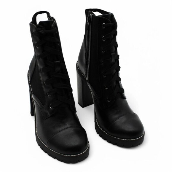 Pilas Womens Faux Leather Lace-up Booties - Picture 1 of 7